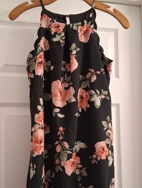 IZ Byer Black Floral Mini Dress Size Small